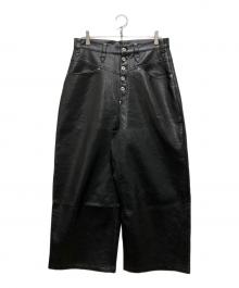 BBALLSY（ボールジィ）の古着「Painter Faux Leather Baggy Pants」｜ブラック