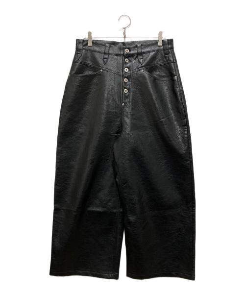 BBALLSY（ボールジィ）bballsy (ボールジィ) Painter Faux Leather Baggy Pants ブラック サイズ:Mの古着・服飾アイテム
