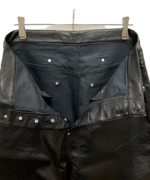 BBALLSY（ボールジィ）bballsy (ボールジィ) Painter Faux Leather Baggy Pants ブラック サイズ:Mの古着・服飾アイテム