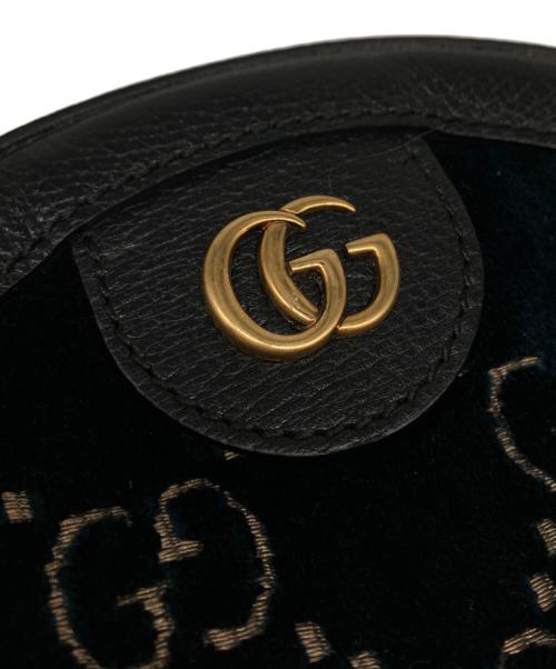 GUCCI（グッチ）GUCCI (グッチ) GGベルベット ラウンドショルダーバッグ ブラックの古着・服飾アイテム