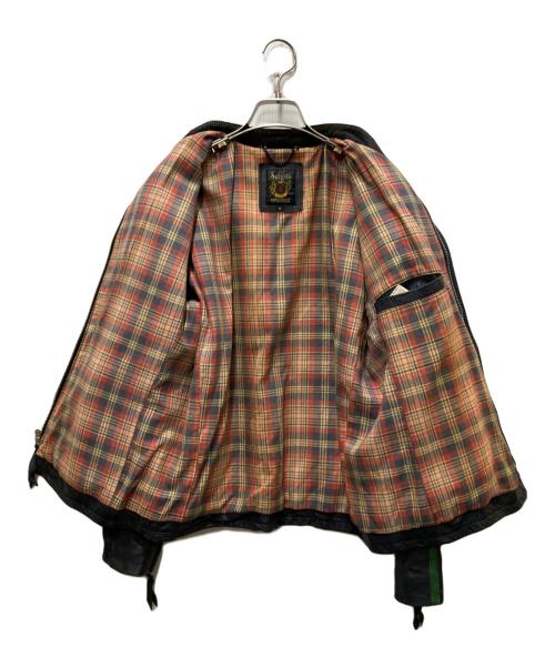 Schott（ショット）Schott (ショット) エイジング加工シングルライダースジャケット ネイビー×グリーン サイズ:Mの古着・服飾アイテム