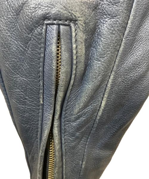 Schott（ショット）Schott (ショット) エイジング加工シングルライダースジャケット ネイビー×グリーン サイズ:Mの古着・服飾アイテム