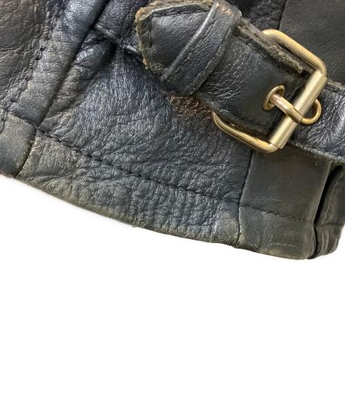 Schott（ショット）Schott (ショット) エイジング加工シングルライダースジャケット ネイビー×グリーン サイズ:Mの古着・服飾アイテム