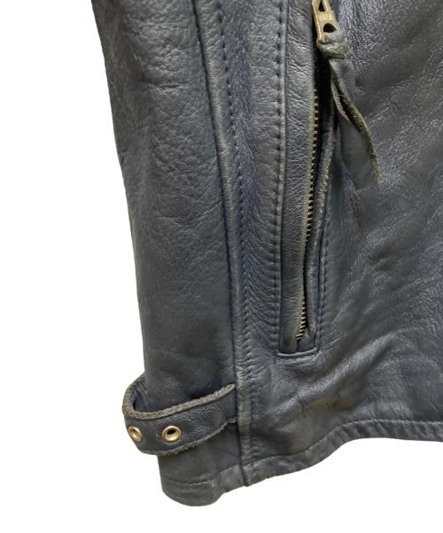 Schott（ショット）Schott (ショット) エイジング加工シングルライダースジャケット ネイビー×グリーン サイズ:Mの古着・服飾アイテム