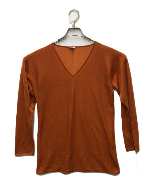 HERMES（エルメス）HERMES (エルメス) カシミヤ 100% Vネックニット(マルジェラ期) オレンジ サイズ:Sの古着・服飾アイテム