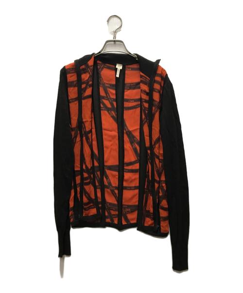 HERMES（エルメス）HERMES (エルメス) カシミヤシルクドライバーズニット オレンジ×ブラウン サイズ:SMの古着・服飾アイテム