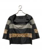 tricot COMME des GARCONSトリココムデギャルソン）の古着「ウール パイソンレザー切り替え 製品洗い プルオーバーブラウス」｜グレー