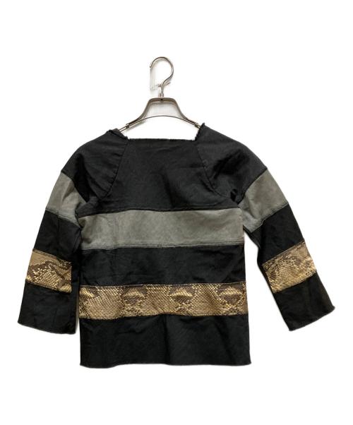 tricot COMME des GARCONS（トリココムデギャルソン）tricot COMME des GARCONS (トリココムデギャルソン) ウール パイソンレザー切り替え 製品洗い プルオーバーブラウス グレー サイズ:Sの古着・服飾アイテム