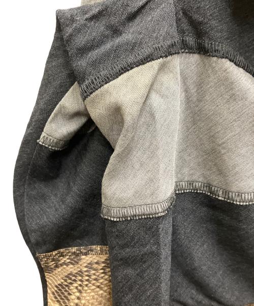 tricot COMME des GARCONS（トリココムデギャルソン）tricot COMME des GARCONS (トリココムデギャルソン) ウール パイソンレザー切り替え 製品洗い プルオーバーブラウス グレー サイズ:Sの古着・服飾アイテム