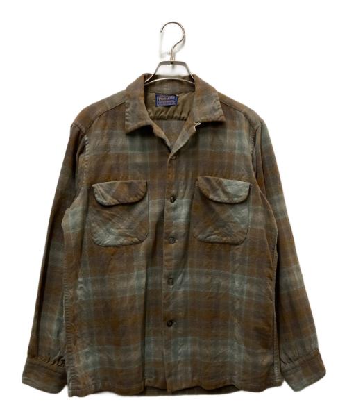 PENDLETON（ペンドルトン）PENDLETON (ペンドルトン) 60’s オンブレボートシャツ ブラウン×グレー サイズ:Mの古着・服飾アイテム