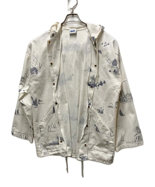 MICHIGAN RAG CO（ミシガンラグ）MICHIGAN RAG CO (ミシガンラグ) 総柄プリント ボタンアップ パーカー ホワイト サイズ:SMの古着・服飾アイテム