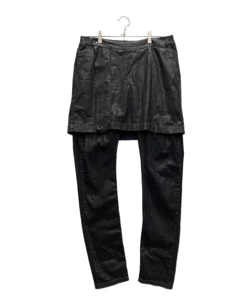 RICK OWENS DRKSHDW（リックオウエンス ダークシャドウ）Rick Owens DRKSHDW (リックオウエンス ダークシャドウ) コーティンクスカートレイヤードパンツ ブラック サイズ:XLの古着・服飾アイテム