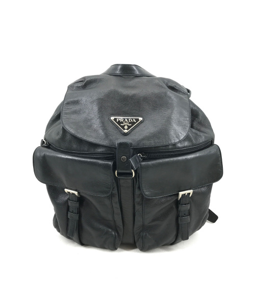 PRADA（プラダ）PRADA (プラダ) ナッパレザーバックパック レザーリュック ブラック V126 63　NAPPA LEATHERの古着・服飾アイテム
