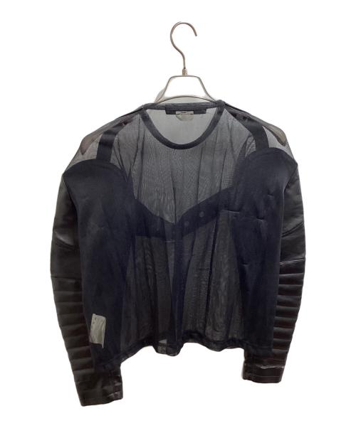JUNYA WATANABE COMME des GARCONS（ジュンヤワタナベ コムデギャルソン）JUNYA WATANABE COMME des GARCONS ((ジュンヤワタナベ コムデギャルソン) レザースリーブシアープルオーバー　JS-B001　AD2016 ブラック サイズ:XSの古着・服飾アイテム