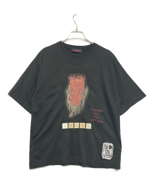 CABAN（キャバン）CABAN (キャバン) スビンコットン パレルモプリントTシャツ ブラック サイズ:Sの古着・服飾アイテム