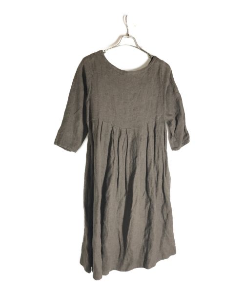 tumugu（ツムグ）tumugu (ツムグ) リネンビエラワンピース ブラウン サイズ:FREEの古着・服飾アイテム
