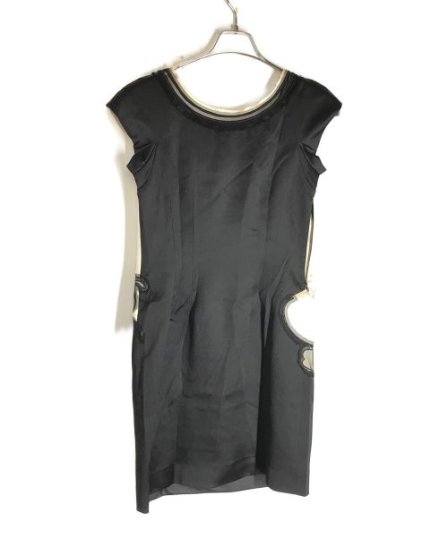 VIVIENNE TAM（ヴィヴィアンタム）VIVIENNE TAM (ヴィヴィアンタム) DISNEYコラボシルクワンピース ベージュ×ブラックの古着・服飾アイテム