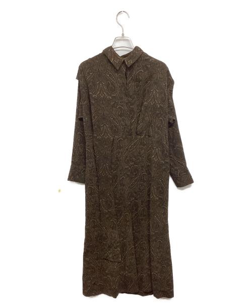 CLANE（クラネ）CLANE (クラネ) ペイズリーウエストリボンワンピース 14112-5001 ブラウン サイズ:Sの古着・服飾アイテム