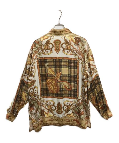 NARA CAMICIE（ナラカミーチェ）NARA CAMICIE (ナラカミーチェ) オールドスカーフ柄サテンシャツ ブラウン サイズ:1の古着・服飾アイテム