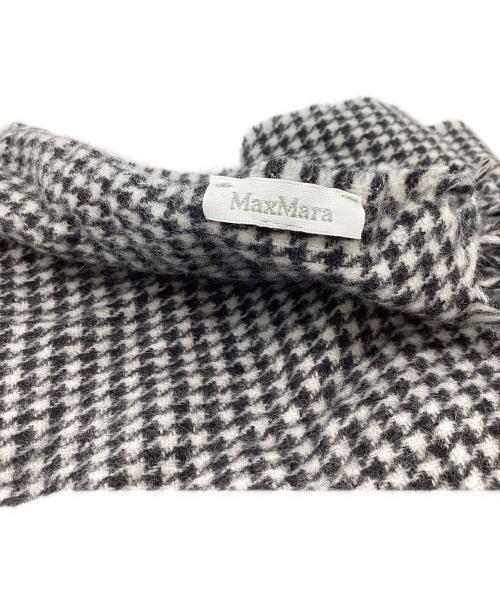 MaxMara（マックスマーラ）MaxMara (マックスマーラ) 千鳥柄フリンジマフラー グレーの古着・服飾アイテム