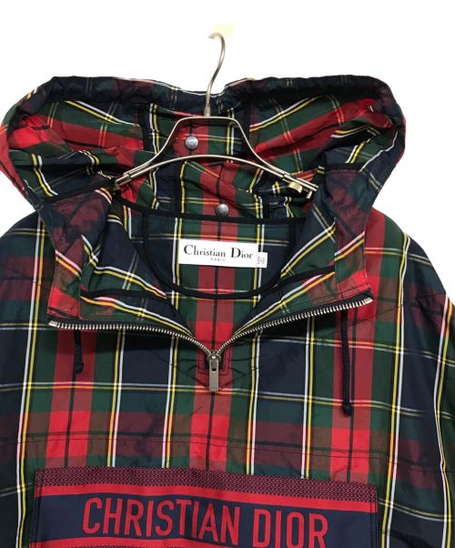 Christian Dior（クリスチャン ディオール）Christian Dior (クリスチャン ディオール) テクニカルタフタ アノラック ブルゾン 957C03A2858 19AW 伊勢丹 チェックンディオール 20周年記念 タータンチェック ネイビー×レッド サイズ:Sの古着・服飾アイテム