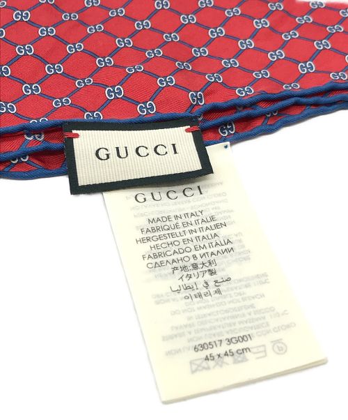 GUCCI（グッチ）GUCCI (グッチ) シルクハンカチ GGロゴ 630517 3G001 レッドの古着・服飾アイテム