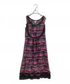 COMME des GARCONSコムデギャルソン）の古着「転写プリントワンピース GB-O031  AD2008 バッドテイスト期」｜ブラック×ピンク