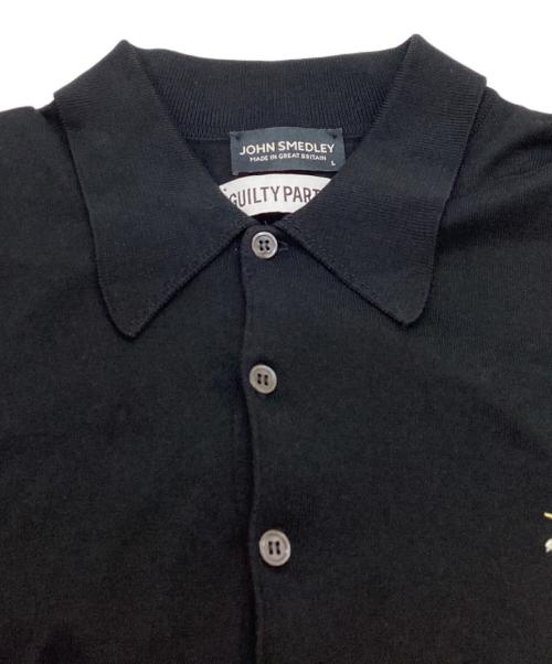 JOHN SMEDLEY（ジョンスメドレー）JOHN SMEDLEY (ジョンスメドレー) WACKO MARIA (ワコマリア) ニット ショートスリーブ ポロ ブラック サイズ:Lの古着・服飾アイテム