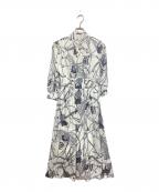 Pinky & Dianneピンキーアンドダイアン）の古着「スカーフプリントワンピース 031-3140353」｜ホワイト×ネイビー