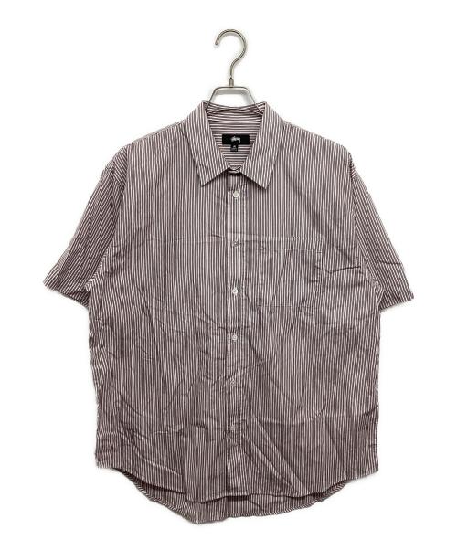 stussy（ステューシー）stussy (ステューシー) BOXY SS SHIRT 8 BALL STRIPE　1110329 ホワイト×レッド サイズ:Mの古着・服飾アイテム