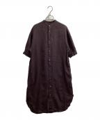 Honneteオネット）の古着「リネンシャツワンピース / linen shirt one piece」｜ブラウン