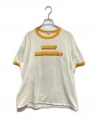 Championチャンピオン）の古着「染み込みプリントリンガーTシャツ　推定60～70’s HARVEY WALLBANGER」｜ホワイト×イエロー