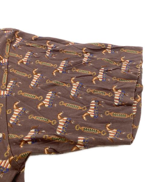 CELINE（セリーヌ）CELINE (セリーヌ) OLD 総柄ポロシャツ ブラウン サイズ:Mの古着・服飾アイテム