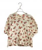 BLAMINKブラミンク）の古着「ポリエステルコットンフラワージャガードブラウス 7921-299-0165」｜アイボリー×ピンク