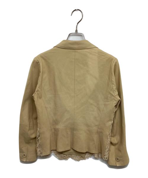 RAW+（ロゥタス）Raw+ (ロゥタス) ゴートスキン＆レース切替ダブルレザージャケット ベージュ サイズ:38の古着・服飾アイテム