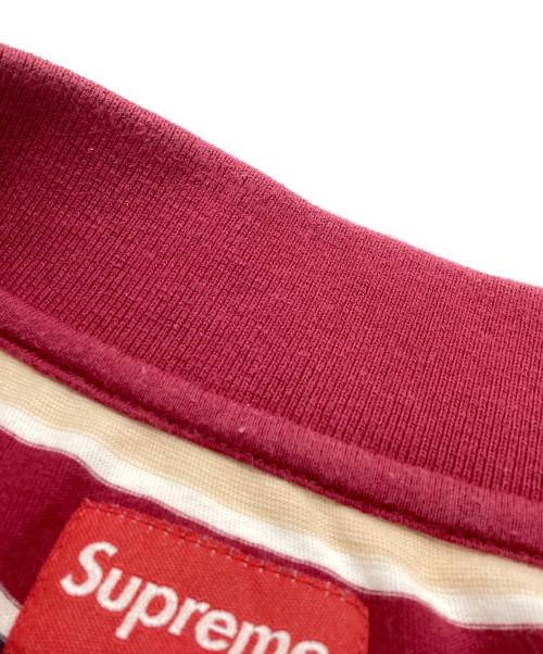 SUPREME（シュプリーム）SUPREME (シュプリーム) Classic Logo Stripe Polo / クラシックロゴストライプポロ ベージュ×ネイビー サイズ:Sの古着・服飾アイテム
