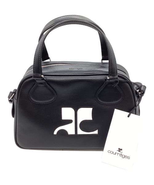 courreges（クレージュ）courreges (クレージュ) ロゴアップリケ ボーリングバッグ　323GSA062CR0027 ブラックの古着・服飾アイテム