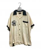 テーラー東洋テーラートウヨウ）の古着「スカ刺繍 ボウリングシャツ TT39303 TAILOR TOYO SUKA BOWLING SHIRT “DRAGON & JAPAN MAP”」｜ベージュ×ブラック