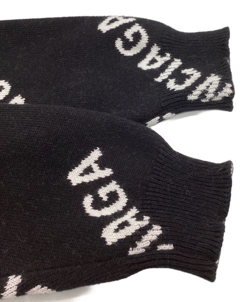 BALENCIAGA（バレンシアガ）BALENCIAGA (バレンシアガ) ロゴ総柄クルーネックニットセーター 625332 T3178 ブラック サイズ:Sの古着・服飾アイテム