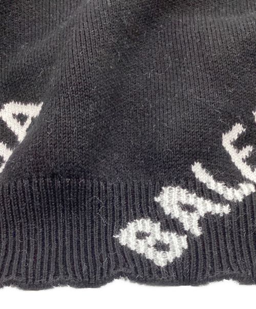 BALENCIAGA（バレンシアガ）BALENCIAGA (バレンシアガ) ロゴ総柄クルーネックニットセーター 625332 T3178 ブラック サイズ:Sの古着・服飾アイテム