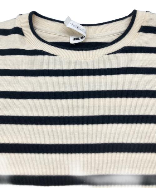 JIL SANDER+（ジルサンダープラス）JIL SANDER+ (ジルサンダープラス) バッグロゴ ボーダー カットソー　KK PW ZN 0011 ベージュ×ブラック サイズ:FREEの古着・服飾アイテム
