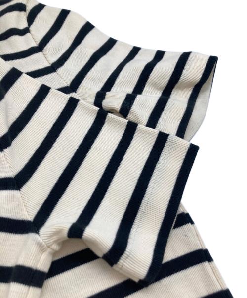 JIL SANDER+（ジルサンダープラス）JIL SANDER+ (ジルサンダープラス) バッグロゴ ボーダー カットソー　KK PW ZN 0011 ベージュ×ブラック サイズ:FREEの古着・服飾アイテム