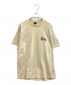 stussyステューシー）の古着「ストックロゴTシャツ 90's 紺タグ シングルステッチ USA製」｜ベージュ