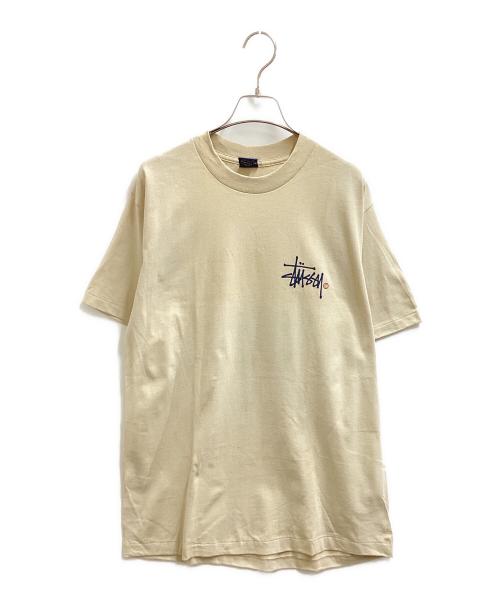 stussy（ステューシー）stussy (ステューシー) ストックロゴTシャツ 90's 紺タグ シングルステッチ USA製 ベージュ サイズ:Lの古着・服飾アイテム