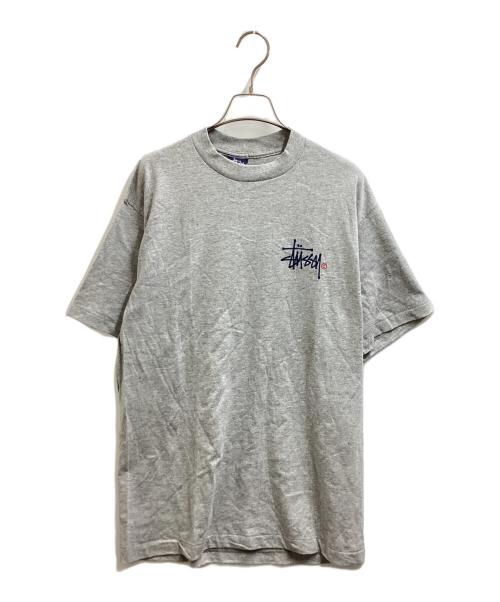 stussy（ステューシー）stussy (ステューシー) ストックロゴTシャツ　90's 紺タグ シングルステッチ USA製 グレー サイズ:Lの古着・服飾アイテム