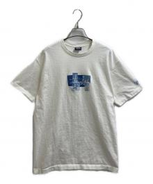 stussy（ステューシー）の古着「ストックロゴTシャツ 90's 紺タグ シングルステッチ USA製」｜ホワイト
