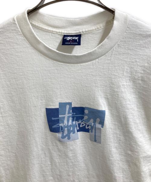 stussy（ステューシー）stussy (ステューシー) ストックロゴTシャツ 90's 紺タグ シングルステッチ USA製 ホワイト サイズ:Lの古着・服飾アイテム