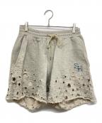 SUGARHILLシュガーヒル）の古着「24SS CRASHED SWEAT SHORT TROUSERS 2441000908 クラッシュスウェットショートパンツ」｜グレー