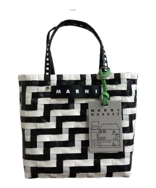 MARNI（マルニ）MARNI (マルニ) MARNI MARKET マルニマーケット ピクニックバッグ かごバッグ バスケットバッグ ブラック×ホワイトの古着・服飾アイテム