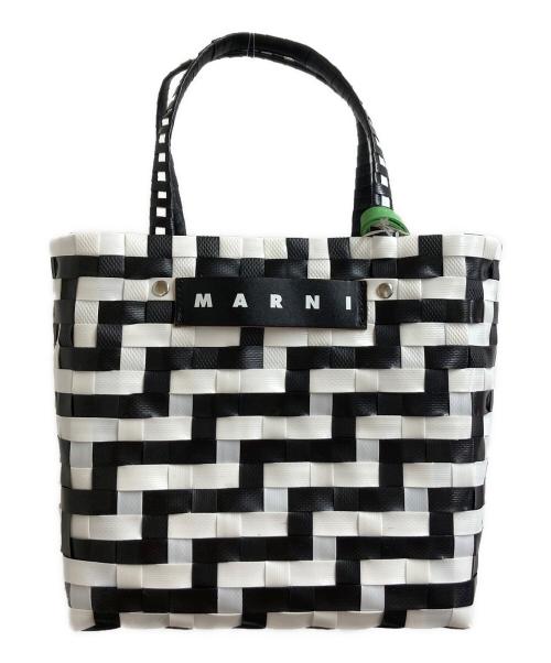 MARNI（マルニ）MARNI (マルニ) MARNI MARKET マルニマーケット ピクニックバッグ かごバッグ バスケットバッグ ブラック×ホワイトの古着・服飾アイテム